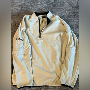 Ping Collection Removable Sleeve Beige Pullover 1/4 Zip Golf Jacket Men's Sz XL